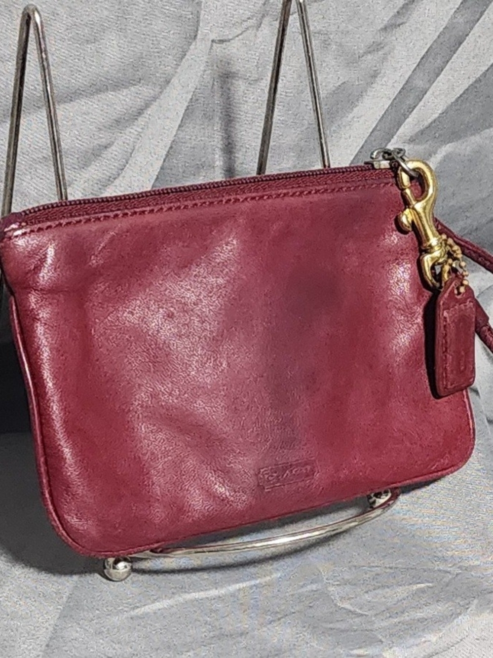 Vintage Coach Dark Red Maroon Leather Wristlet W/ Hang Tag
